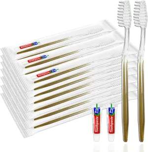 20 Packs Disposable Toothbrushes with Toothpaste, Individually Wrapped Travel Toothbrush and Toothpaste for Travel Size Toiletries, OCC, Homeless,Airbnb, Office