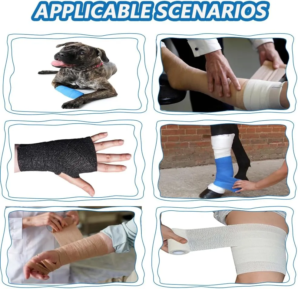 24 Pack Self Adhesive Bandage Wrap 2 Inch x 5 Yards Non-Woven Bandage,Vet Wrap Breathable Elastic Self-Adherent Tape for Stretch Athletic, Sports, Wrist, Ankle (Pets Too)(Mix)