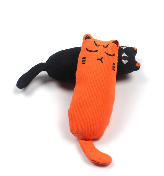 2Pcs orange Pet cat toys, pure cotton fabric molar toys, wear-resistant and contains catnip AZ1644