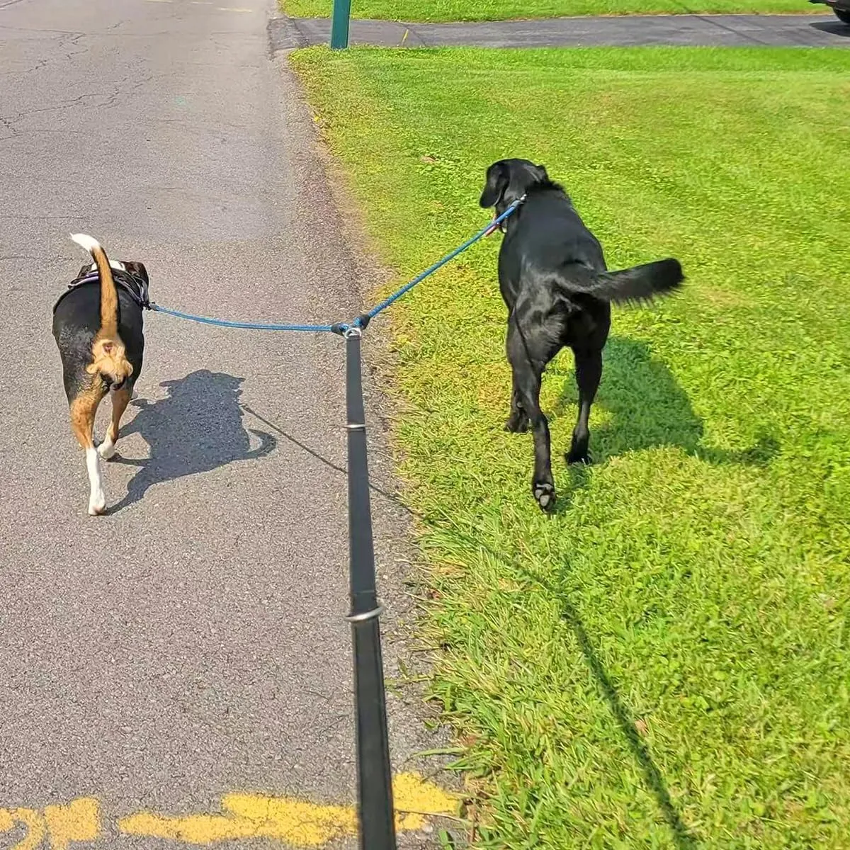 5 FT Double Dog Leash Coupler, Extension Rope for Two Dogs Walking, No Tangle Dual Strong 2 Dogs Lead Long Splitter, for Large Strong Medium Dogs (3/8" X 1.5m -Blue)