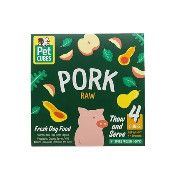 5% OFF [FREE ICE CREAM & MILK FOR 4 CASES] PetCubes Raw Pork Frozen Dog Food 2.25kg