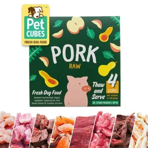 5% OFF [FREE ICE CREAM & MILK FOR 4 CASES] PetCubes Raw Pork Frozen Dog Food 2.25kg