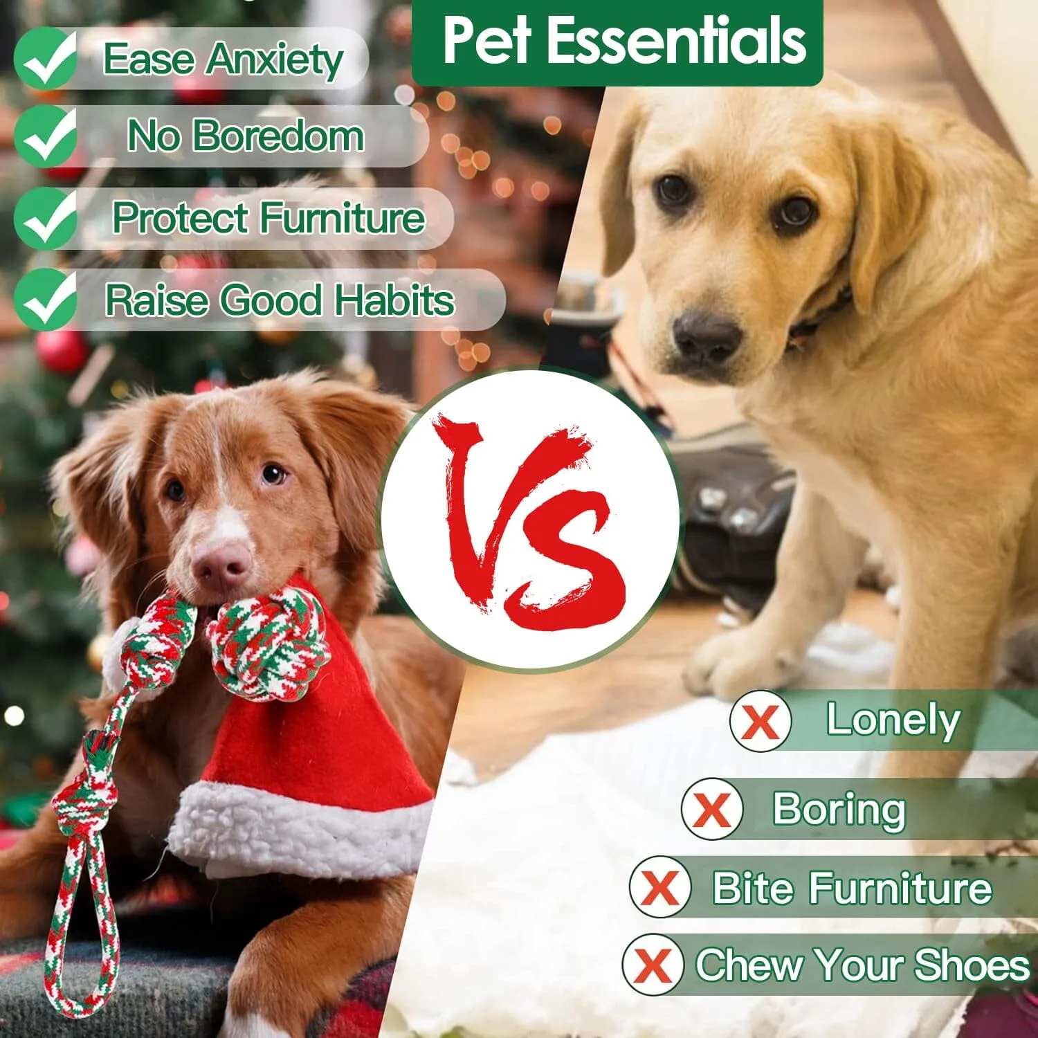 5-Pieces: Christmas Dog Rope Chew Toys