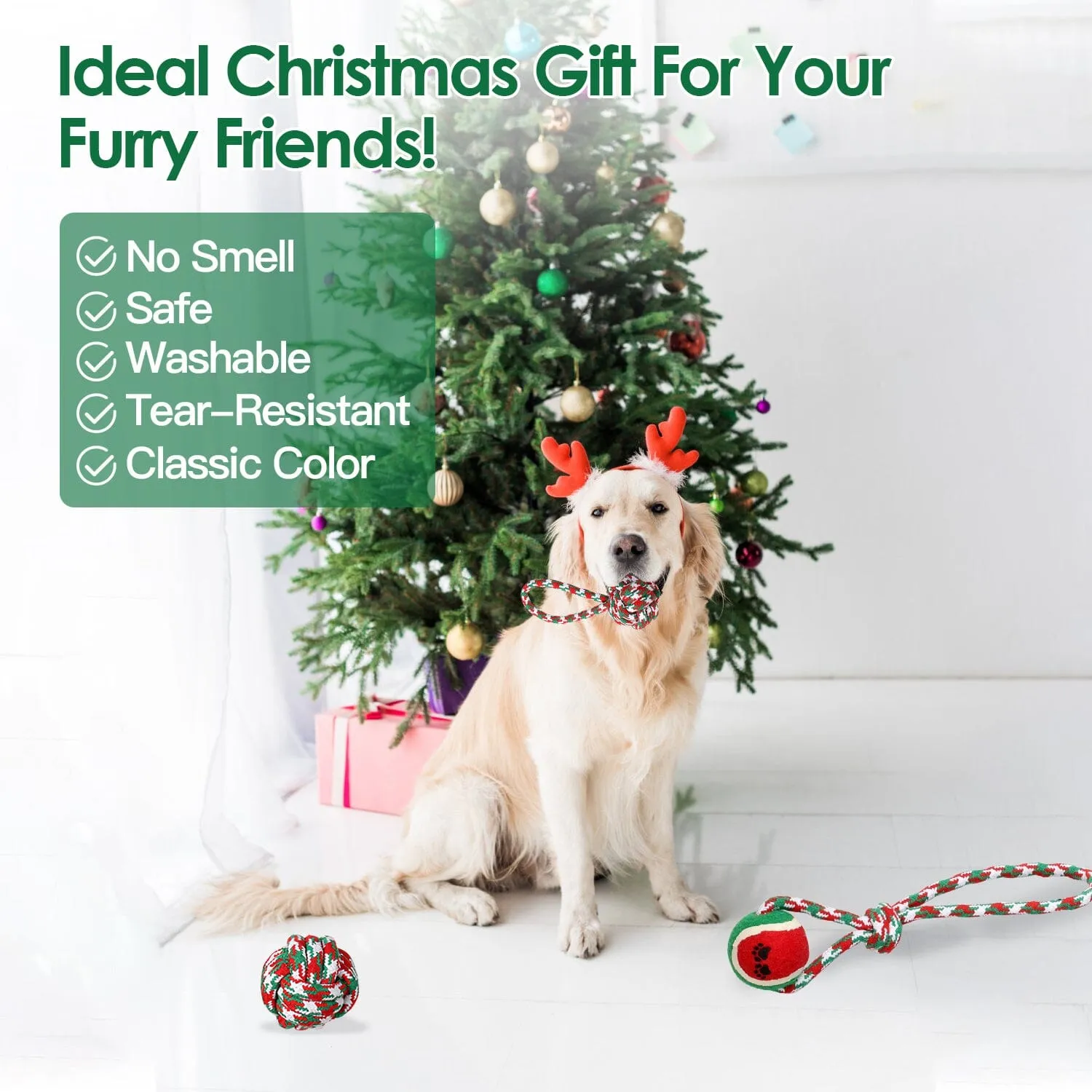 5-Pieces: Christmas Dog Rope Chew Toys