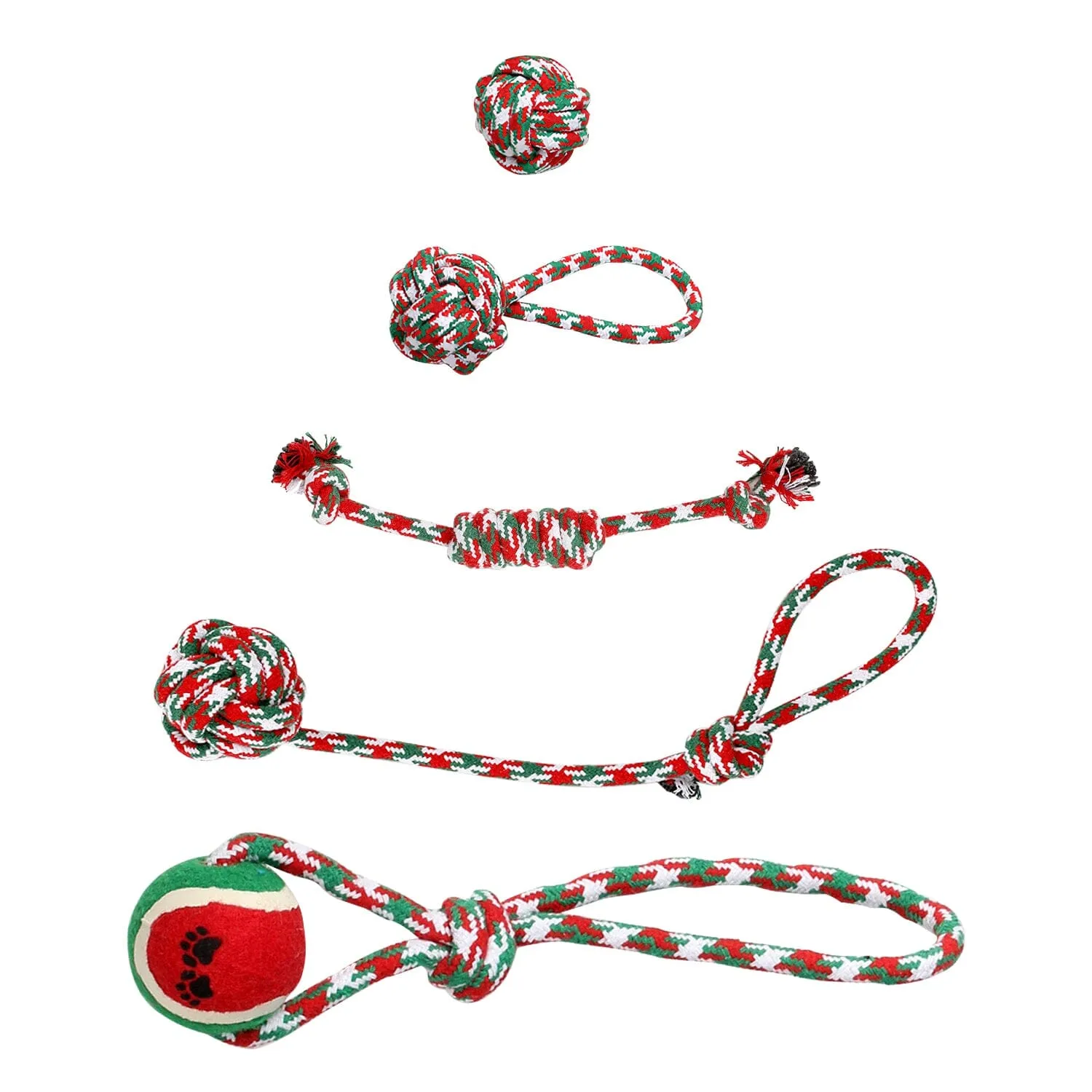 5-Pieces: Christmas Dog Rope Chew Toys