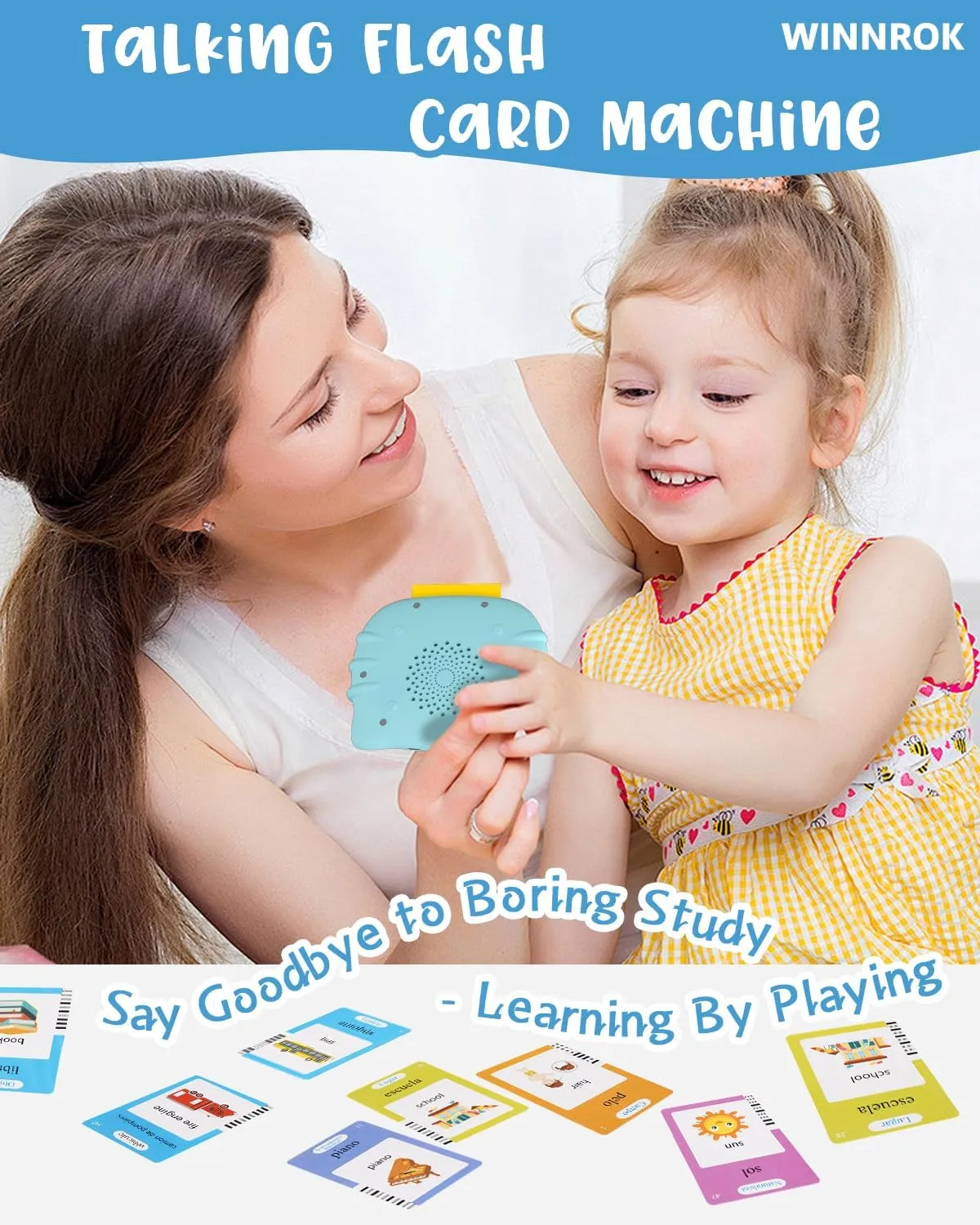 510 Words Spanish English Bilingual Talking Flash Cards for Toddlers 1-3, Pocket Speech Learning Montessori Toys for Kids, Autism Sensory Therapy Preschool Educational Birthday Gifts for Boys Girls