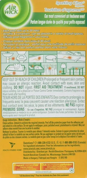 Air Wick Stick Ups Air Freshener, Sparkling Citrus, 2ct (Pack of 2)
