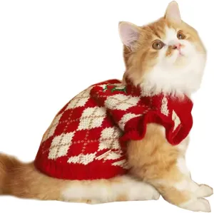 ANIAC Diamond Puppy Sweater for Small Dog Girl Strawberry Turtleneck Cat Knitwear Winter Pet Clothes for Kitten Chihuahua Yorkie (Small, Red)
