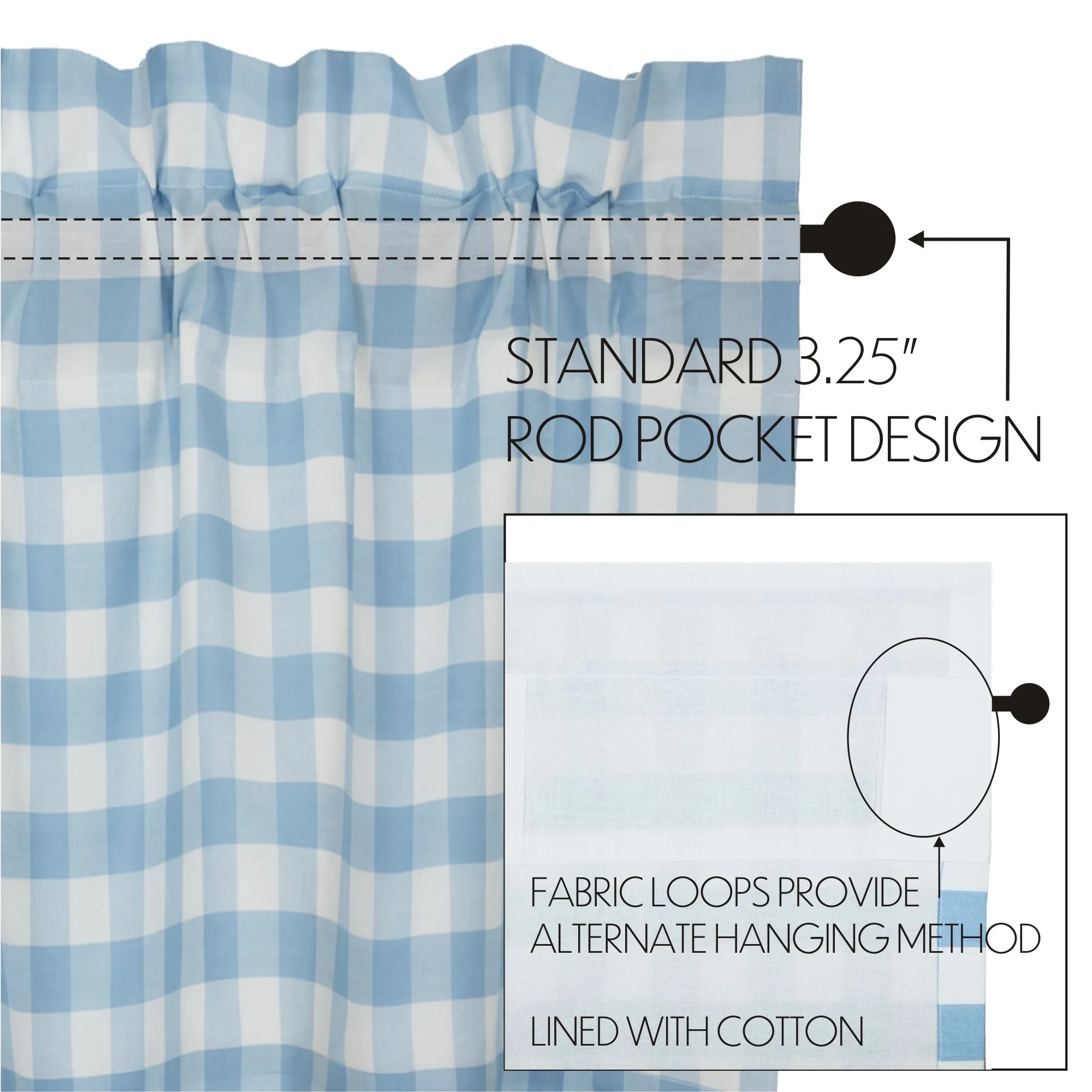 Annie Buffalo Blue Check Prairie Long Panel Set Of 2 84x36x18
