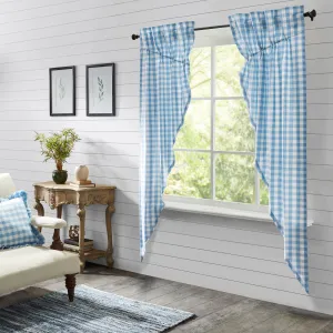 Annie Buffalo Blue Check Prairie Long Panel Set Of 2 84x36x18