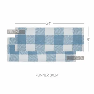 Annie Buffalo Check Blue Runner 8x24