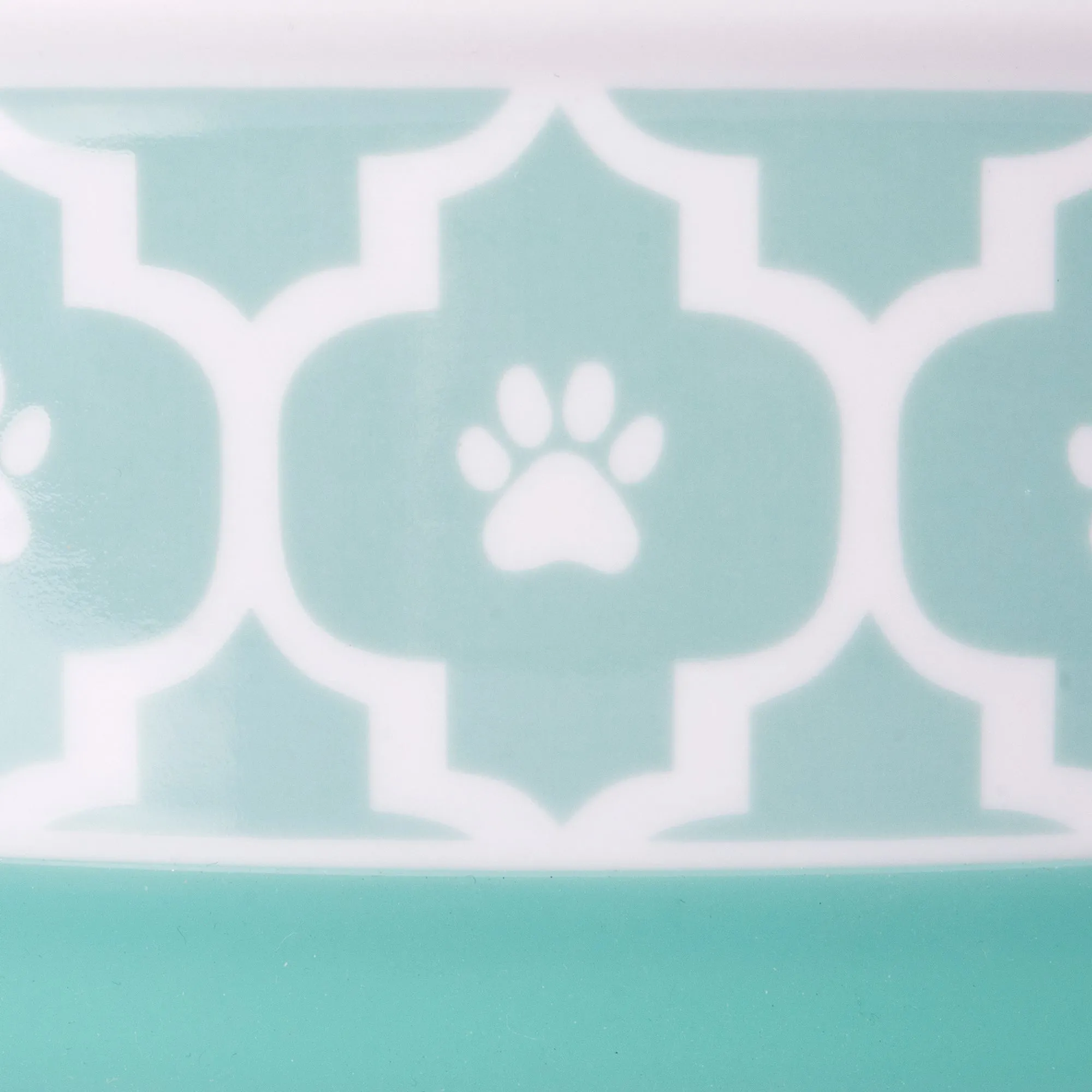 Aqua Lattice Paw Print Pet Bowl Set/2, Medium - 1.5 C. Capacity