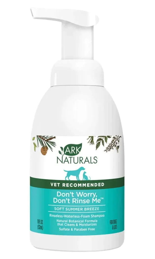 Ark Natural's Don't Worry Don't Rinse Me Waterless Dog and Cat Shampoo - 18 oz Bottle