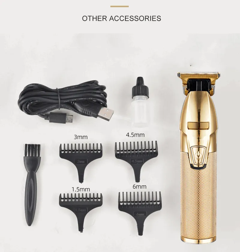Axrot Professional Hair Clipper USB Cordless Professional Rechargeable Beard Trimmer