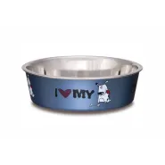 Bella Bowls Medium I Love My dog Steel Blue