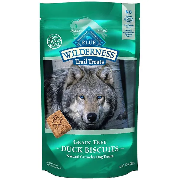 Blue Buffalo Wilderness Trail Treats Duck Biscuits Grain-Free Dog Treats, 10-oz