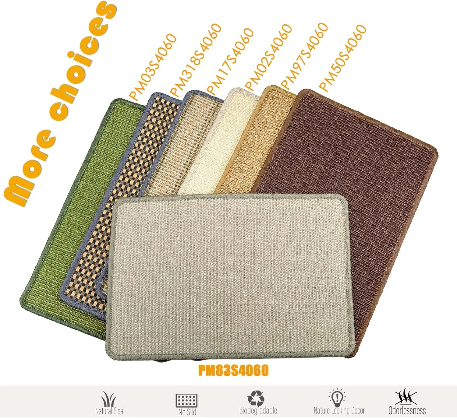 Cat Scratcher Mat,23.6x15.7inch Sisal Cat Scratchers for Indoor Cats with Velcro,Stick on Floor Wall Cat Scratch Pad,Horizontal Cat Scratch Rug Protect Furniture and Sofas (Light Gray)