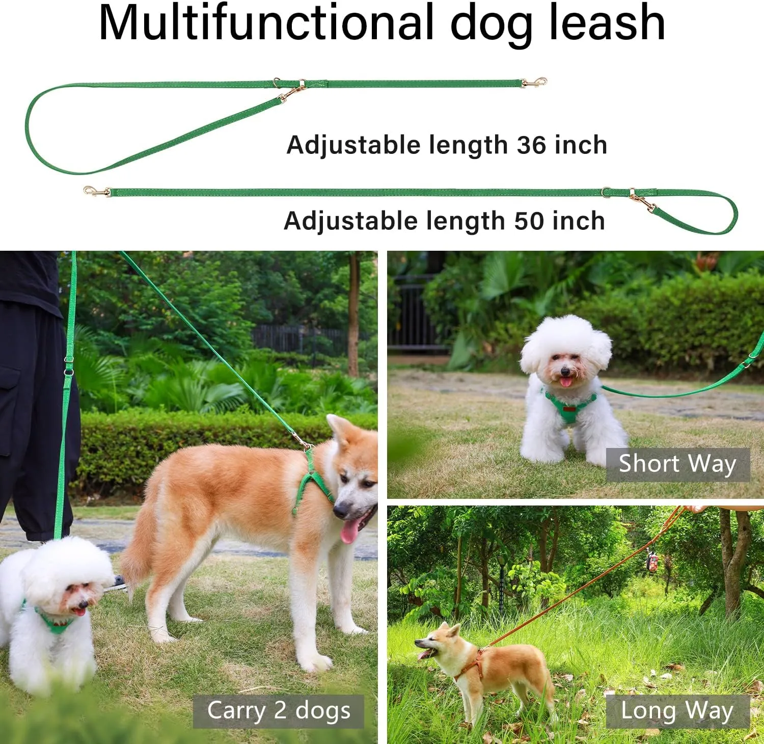 CHEDE No Pull Puppy Harness and Multifunction Dog Leash Set- 8 Colors Soft Adjustable No Choke Escape Proof Cute,Lightweight Pet Vest Harness for Small and Medium Dog (S, Green)