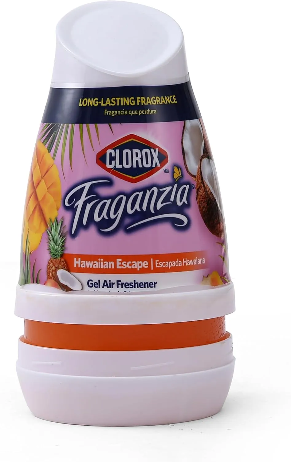 Clorox Fraganzia Gel Air Freshener Cone in Hawaiian Escape Scent, 6oz | No-Plug, Battery-Free Air Freshener for Small Rooms, Closets, Kitchens, Bathrooms, Offices and More