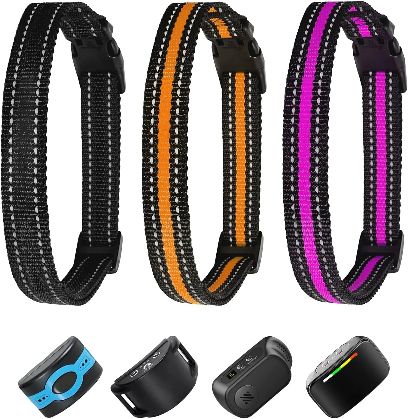 Collar Replacement Strap, 3 Piece Reflective Replacement Nylon Collar Strap Dog GPS Training Bark Receiver Collars, Durable Adjustable Collar Straps for Small Medium Large Dogs
