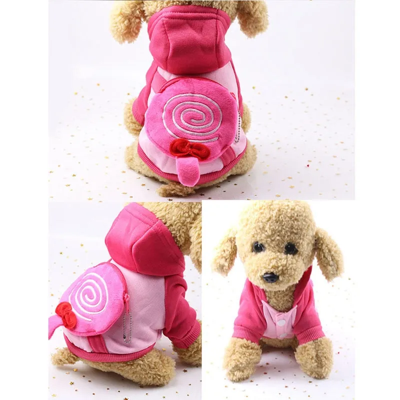 Cute Cartoon Lollipop Pocket Warm Fleece Lining Hoodie For Dogs