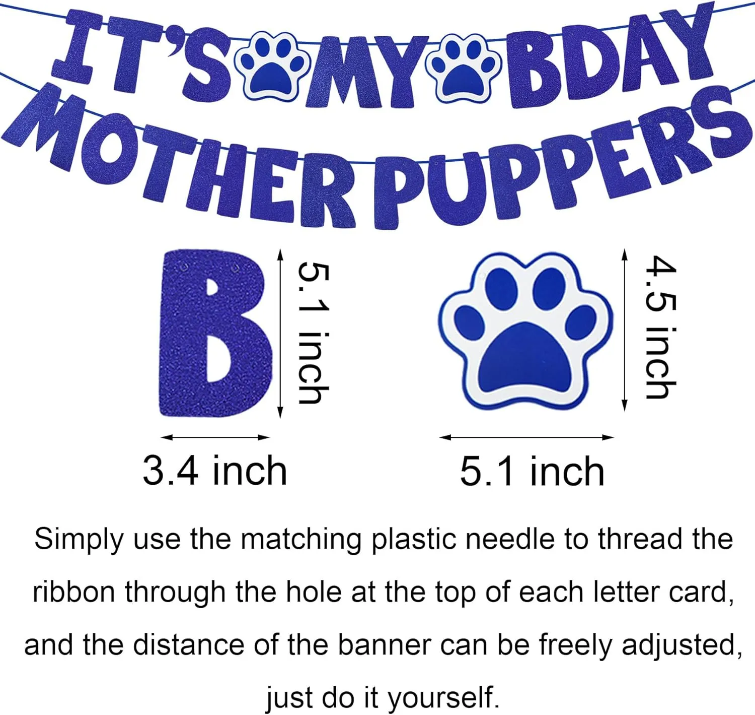 Dog Birthday Party Supplies, Multi Sizes Dog Birthday Hat with Numbers Bandana Bow Tie Its My Bday Mother Puppers Sign Banner for Large X-Large Dogs Pets (X-Large, Blue)