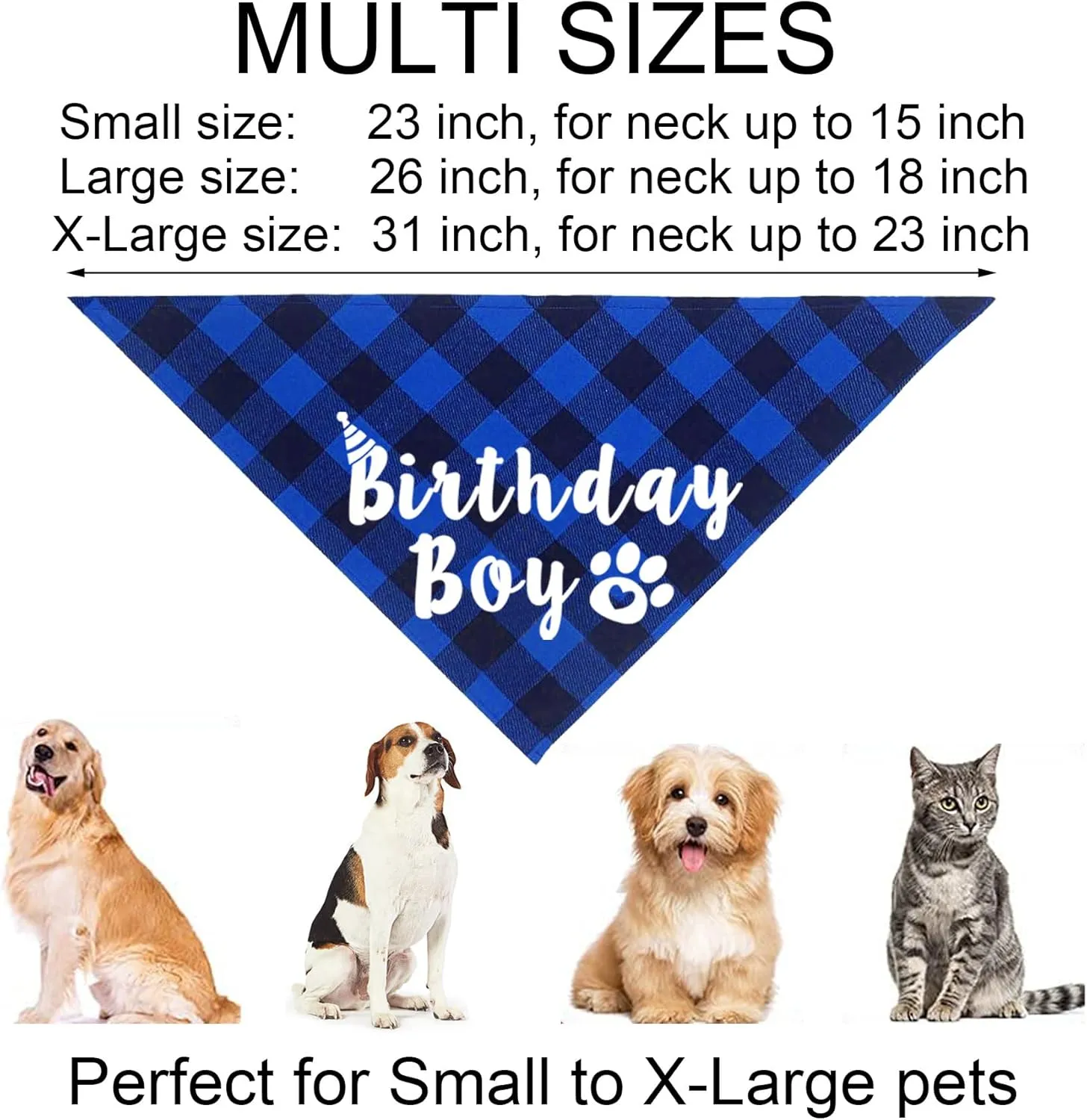 Dog Birthday Party Supplies, Multi Sizes Dog Birthday Hat with Numbers Bandana Bow Tie Its My Bday Mother Puppers Sign Banner for Large X-Large Dogs Pets (X-Large, Blue)
