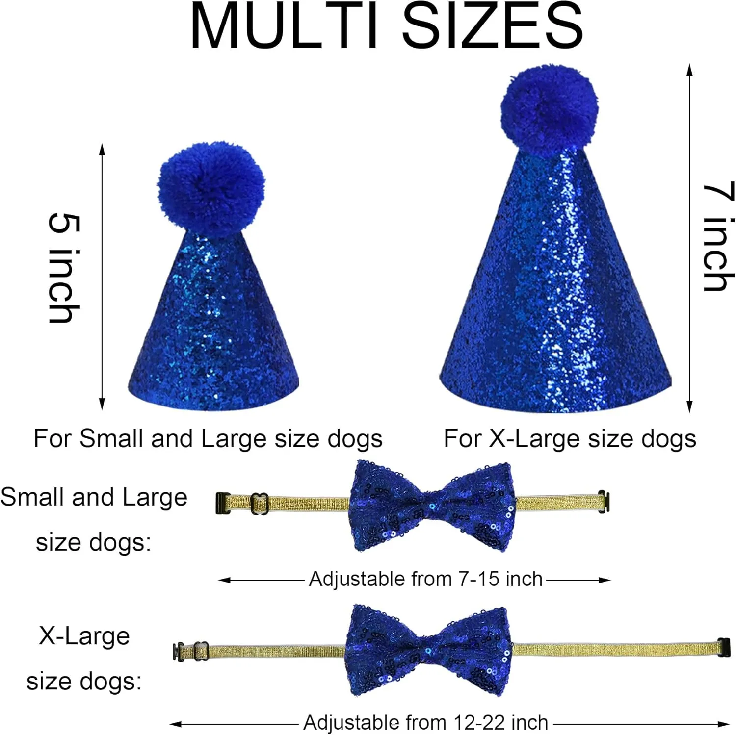 Dog Birthday Party Supplies, Multi Sizes Dog Birthday Hat with Numbers Bandana Bow Tie Its My Bday Mother Puppers Sign Banner for Large X-Large Dogs Pets (X-Large, Blue)