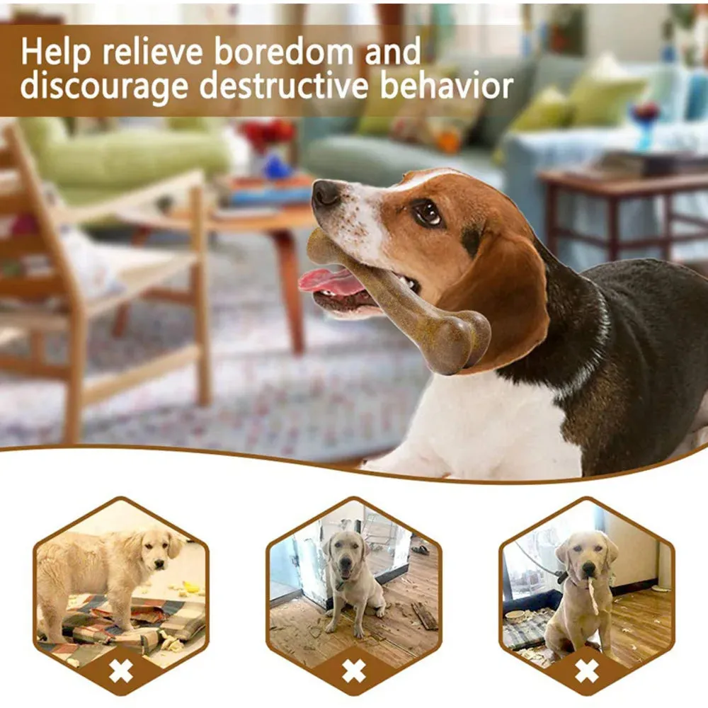 Dog Bone Chews Toys | Nearly Indestructible Natural Non-Toxic Anti-Bite Puppy Toys | Durable Chew Toys for Small, Medium, and Large Dogs | Pet Chew Game Dental Health