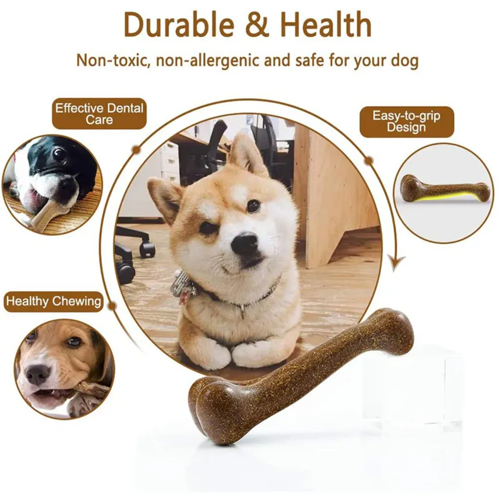 Dog Bone Chews Toys | Nearly Indestructible Natural Non-Toxic Anti-Bite Puppy Toys | Durable Chew Toys for Small, Medium, and Large Dogs | Pet Chew Game Dental Health