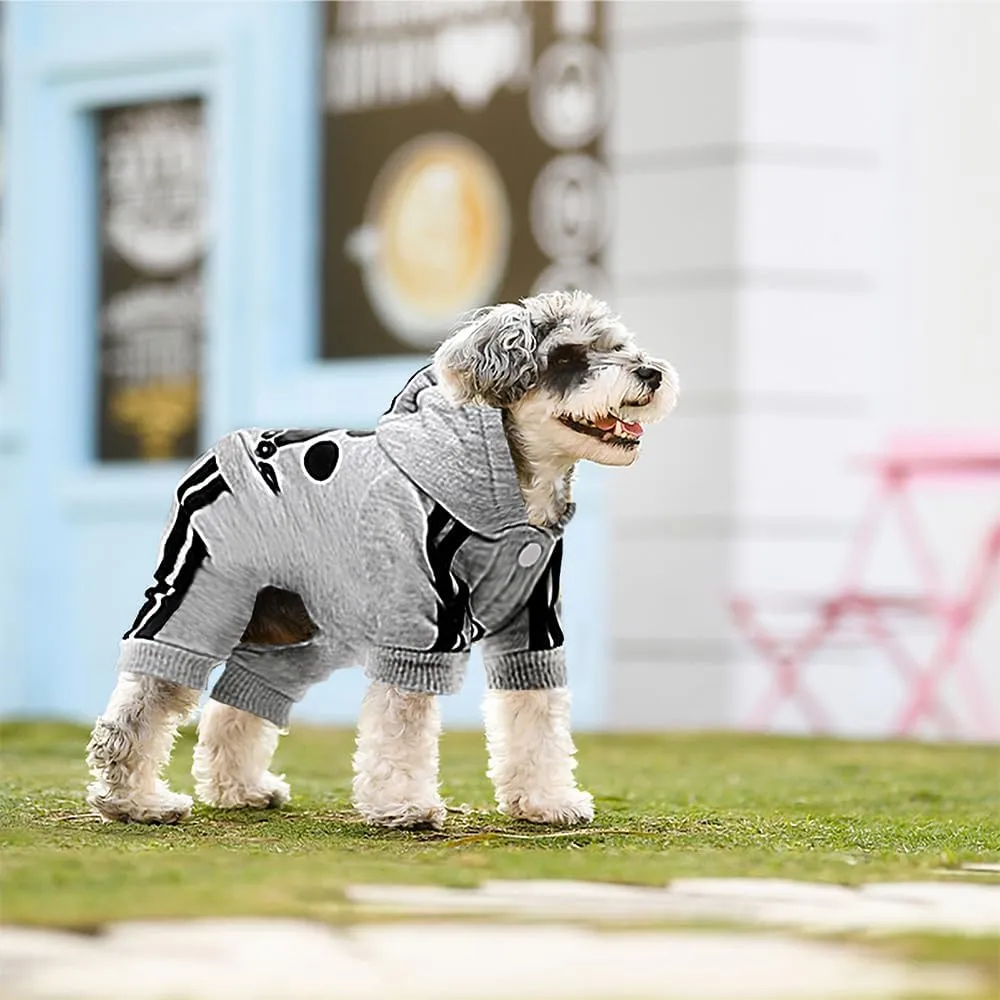 Dog Hoodie 4 Legs Jumpsuit for Small Dogs Puppy Clothes Dog Pullover Sweatshirt Cotton Doggie Winter Coat Cat ApparelXX-LargeGrey