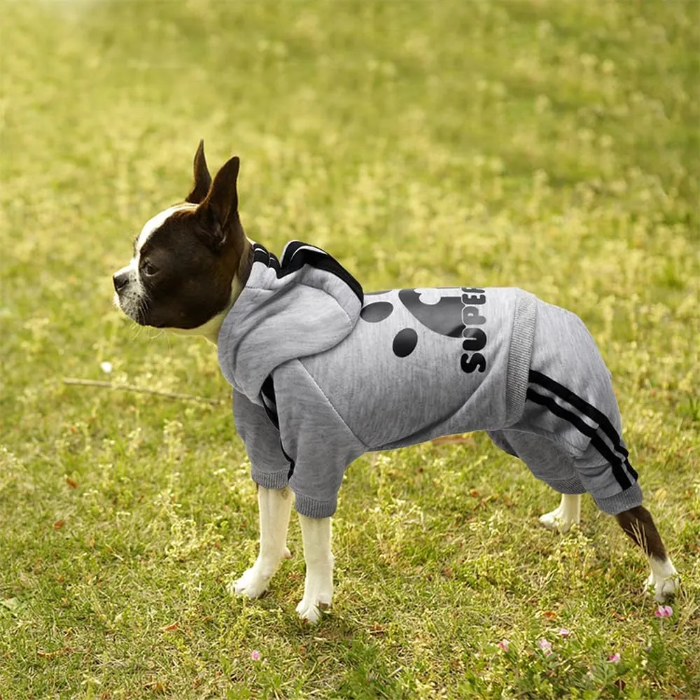 Dog Hoodie 4 Legs Jumpsuit for Small Dogs Puppy Clothes Dog Pullover Sweatshirt Cotton Doggie Winter Coat Cat ApparelXX-LargeGrey