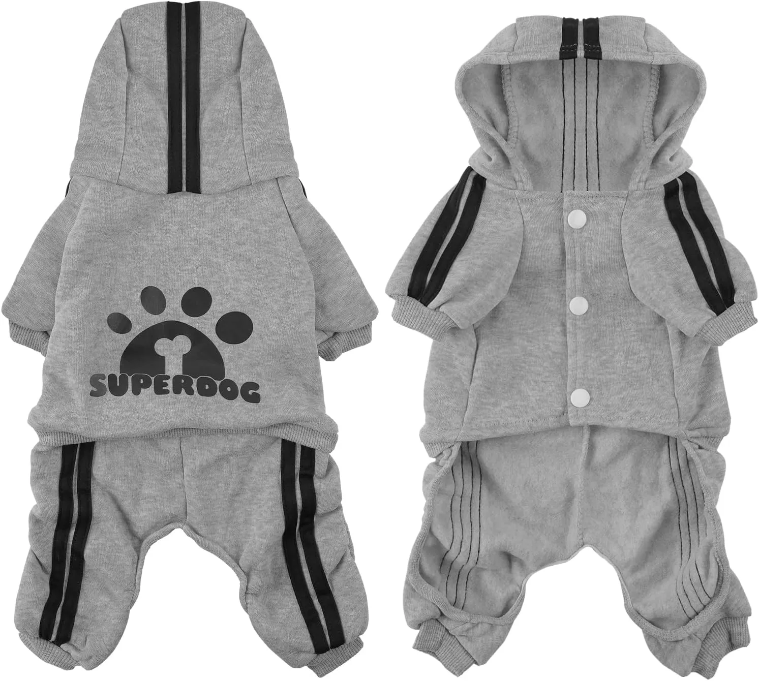 Dog Hoodie 4 Legs Jumpsuit for Small Dogs Puppy Clothes Dog Pullover Sweatshirt Cotton Doggie Winter Coat Cat ApparelXX-LargeGrey