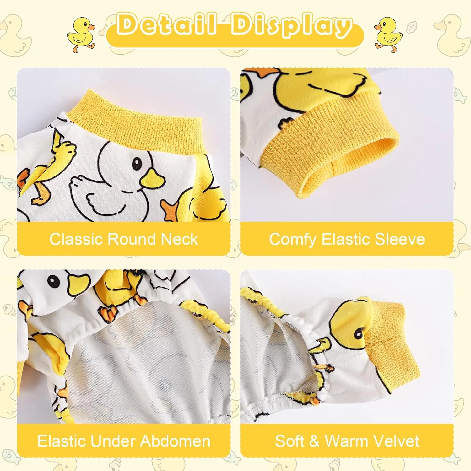 Dog Pajamas for Small Dogs Girl Boy Soft Cute Pet Pjs Fall Winter Warm Puppy Onesie Pet Clothes Stretchable Jumpsuits Puppy Sweaters Outfits for Chihuahua Yorkie Cat (Duck, XS)
