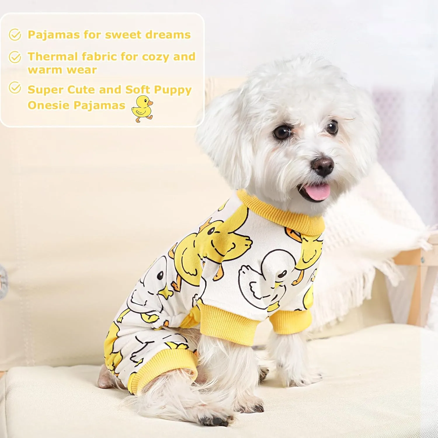 Dog Pajamas for Small Dogs Girl Boy Soft Cute Pet Pjs Fall Winter Warm Puppy Onesie Pet Clothes Stretchable Jumpsuits Puppy Sweaters Outfits for Chihuahua Yorkie Cat (Duck, XS)