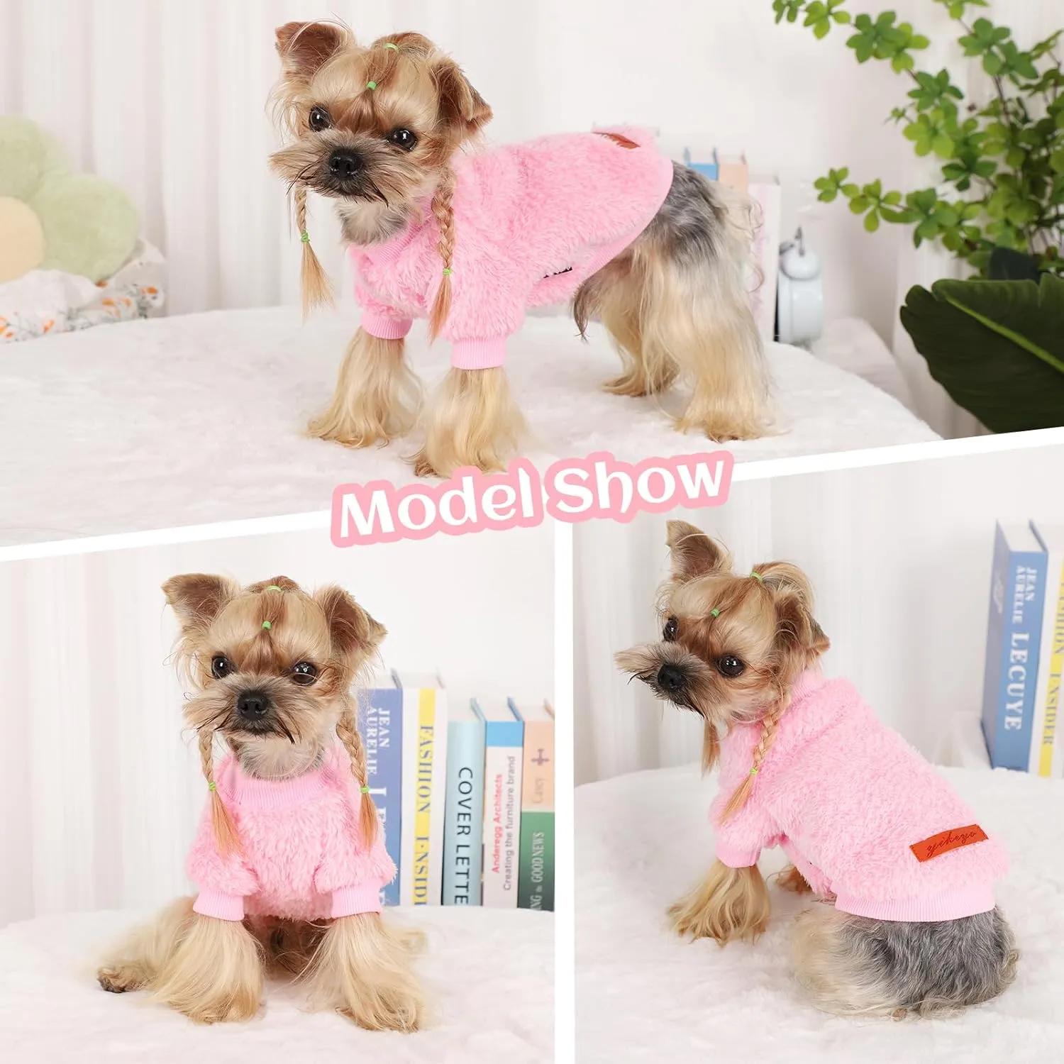 Dog Sweater Sweaters for Small Dogs Girl Purple Fleece Clothes Winter Soft Thickening Warm Puppy Boy Teacup Yorkie Chihuahua (XXS,Pink)