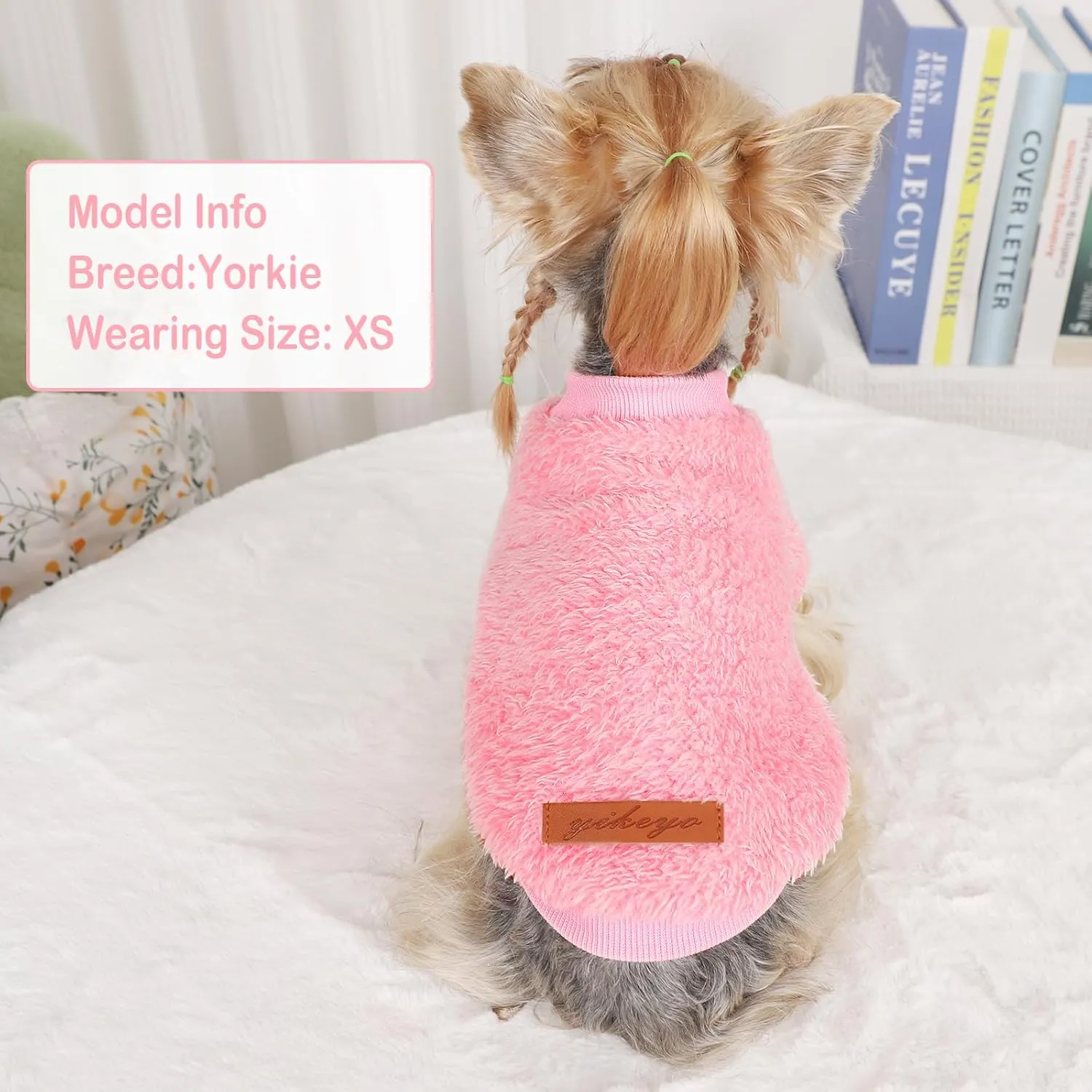 Dog Sweater Sweaters for Small Dogs Girl Purple Fleece Clothes Winter Soft Thickening Warm Puppy Boy Teacup Yorkie Chihuahua (XXS,Pink)