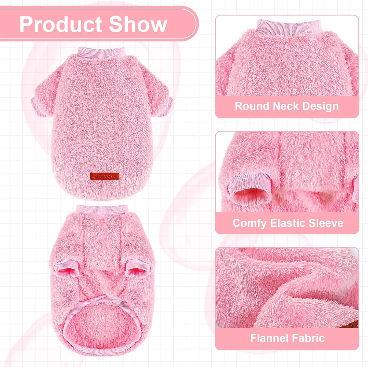 Dog Sweater Sweaters for Small Dogs Girl Purple Fleece Clothes Winter Soft Thickening Warm Puppy Boy Teacup Yorkie Chihuahua (XXS,Pink)
