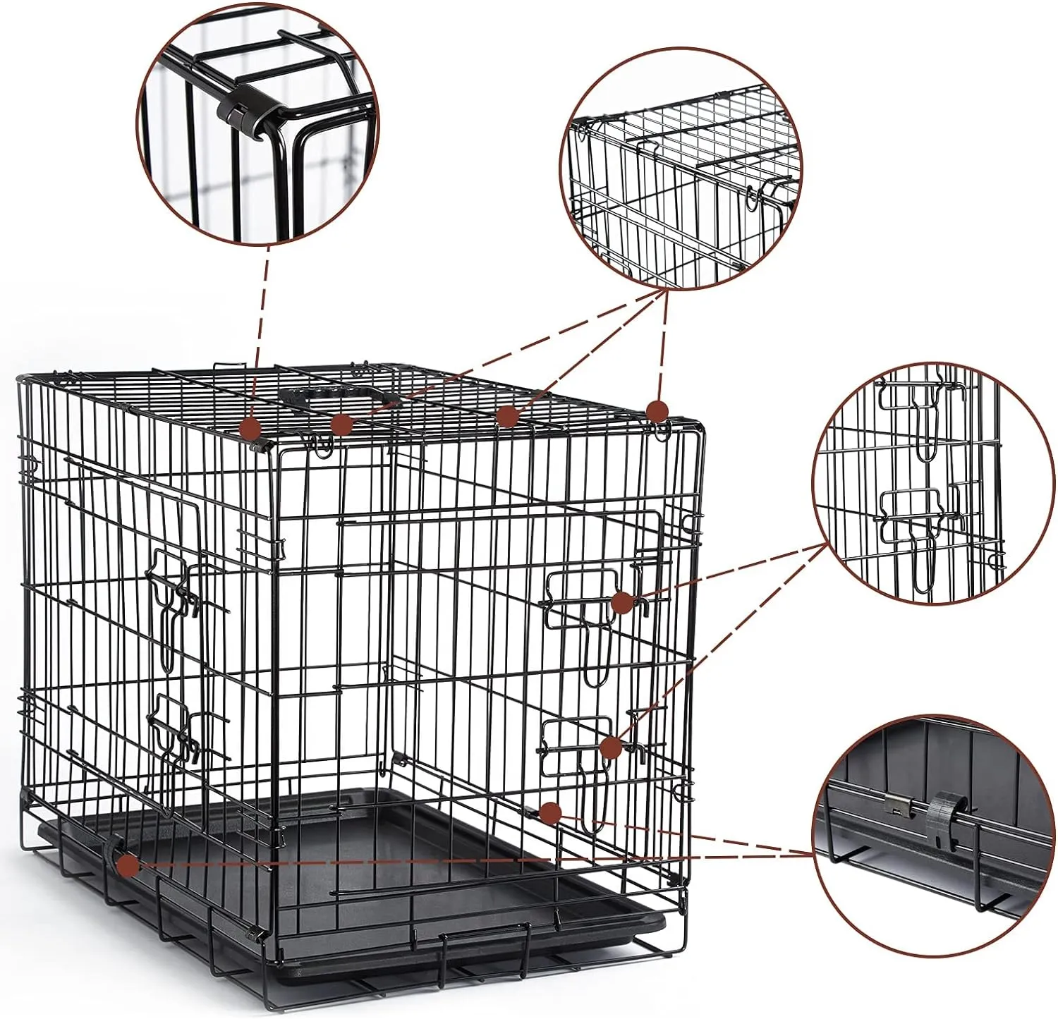 DONORO Dog Crates Kit for Small Size Dogs Indoor with Dog Crate Cover, Double Door Dog Kennels & Houses for Puppy and Cats, Collapsible Metal Contour Dog Cages