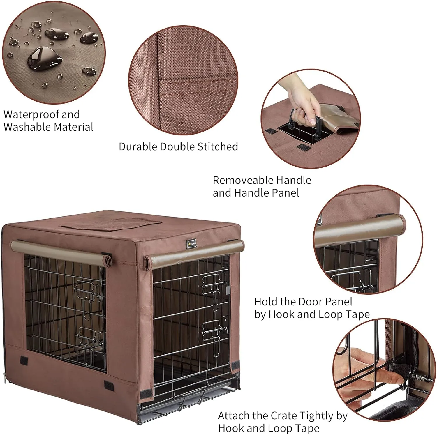 DONORO Dog Crates Kit for Small Size Dogs Indoor with Dog Crate Cover, Double Door Dog Kennels & Houses for Puppy and Cats, Collapsible Metal Contour Dog Cages
