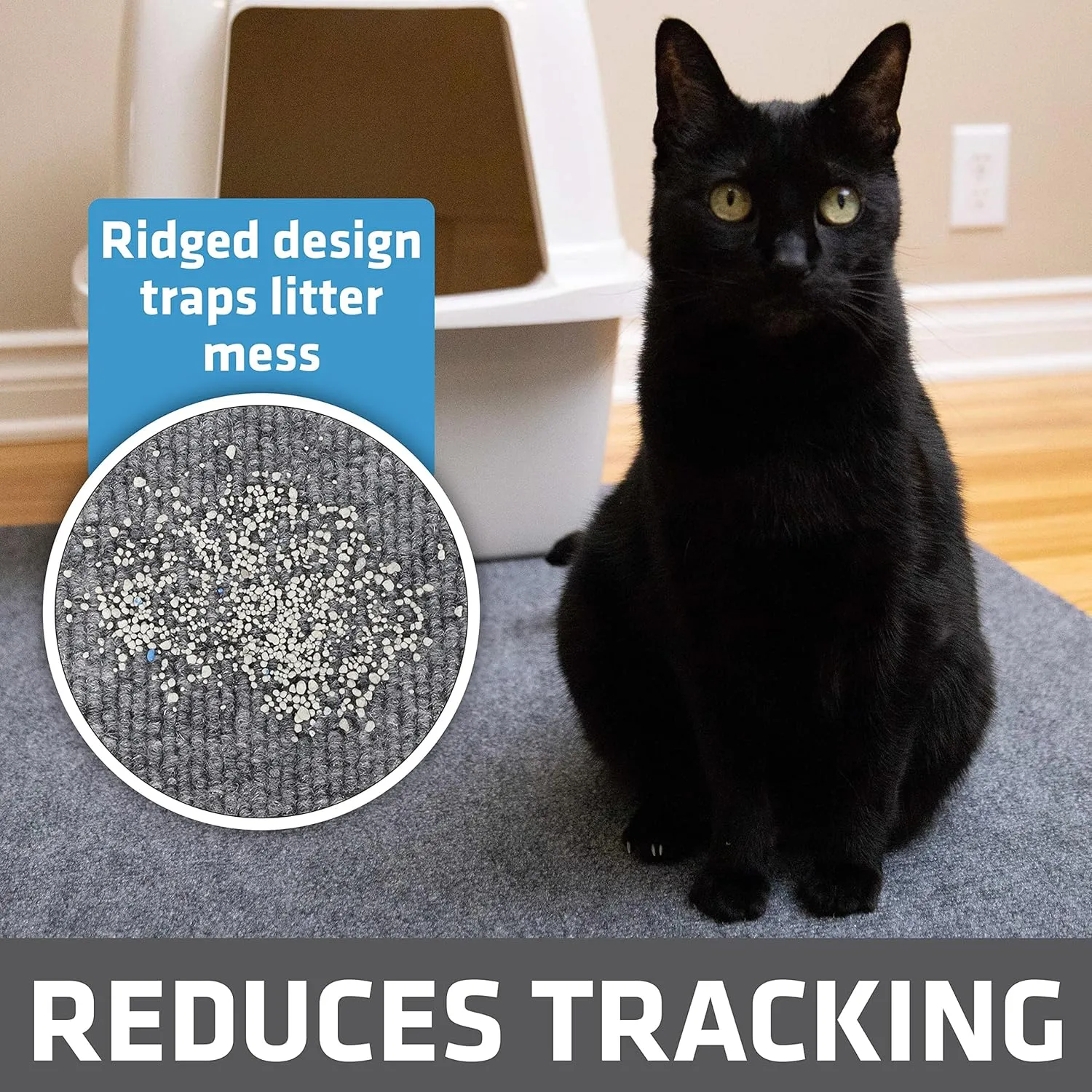 Drymate Cat Litter Trapping Mat, (Ridged Design), Traps Litter & Mess from Box, Soft on Kitty Paws, Absorbent, Waterproof, Urine-Proof, Machine Washable, Durable, (USA Made) (20" x 28")