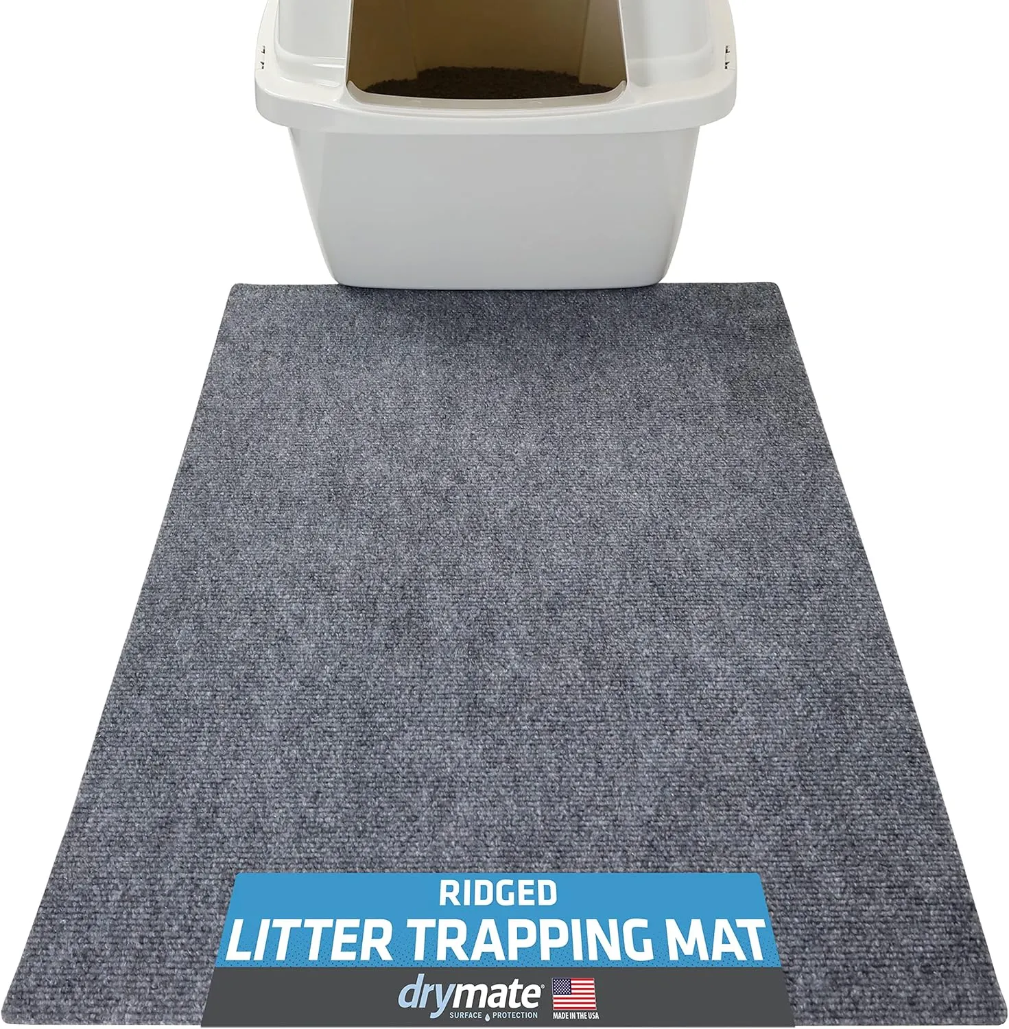 Drymate Cat Litter Trapping Mat, (Ridged Design), Traps Litter & Mess from Box, Soft on Kitty Paws, Absorbent, Waterproof, Urine-Proof, Machine Washable, Durable, (USA Made) (20" x 28")