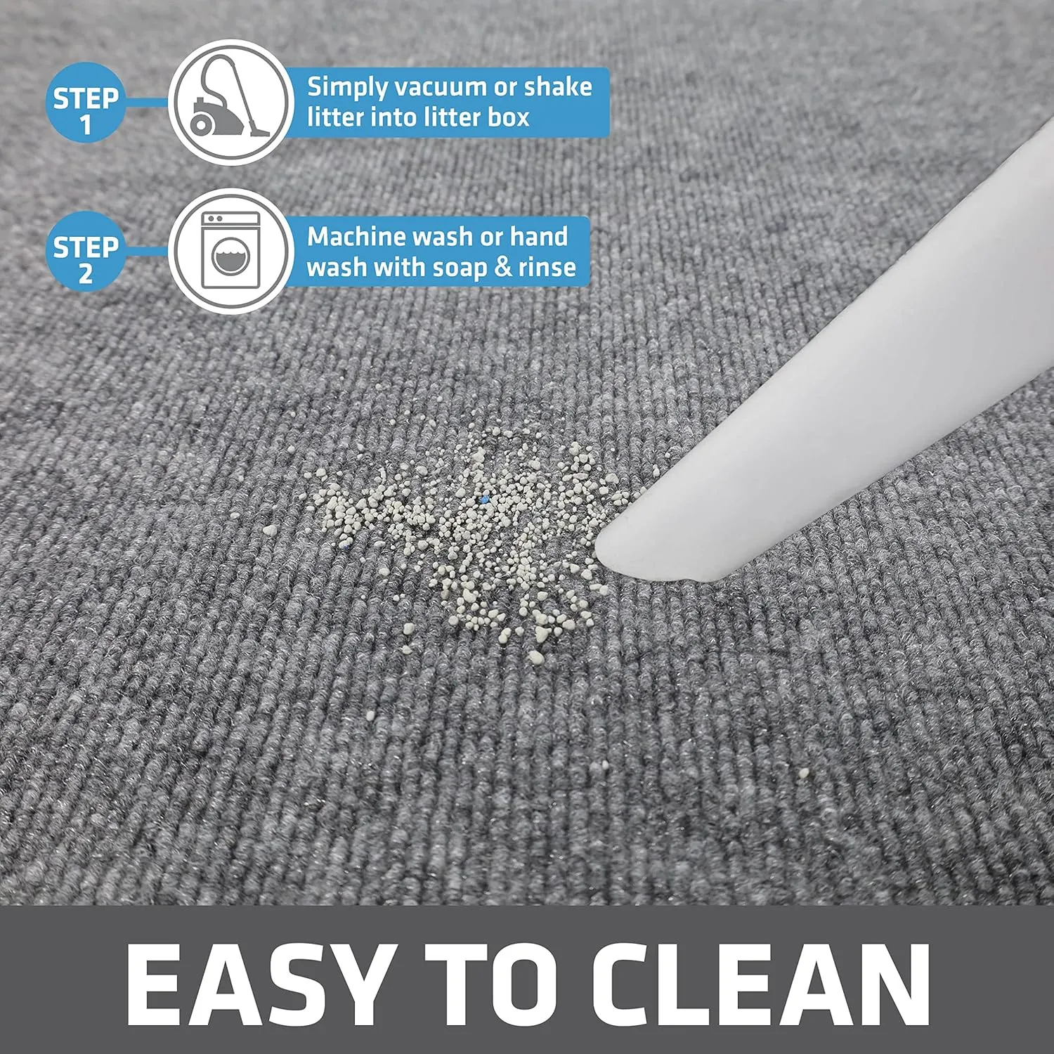 Drymate Cat Litter Trapping Mat, (Ridged Design), Traps Litter & Mess from Box, Soft on Kitty Paws, Absorbent, Waterproof, Urine-Proof, Machine Washable, Durable, (USA Made) (20" x 28")