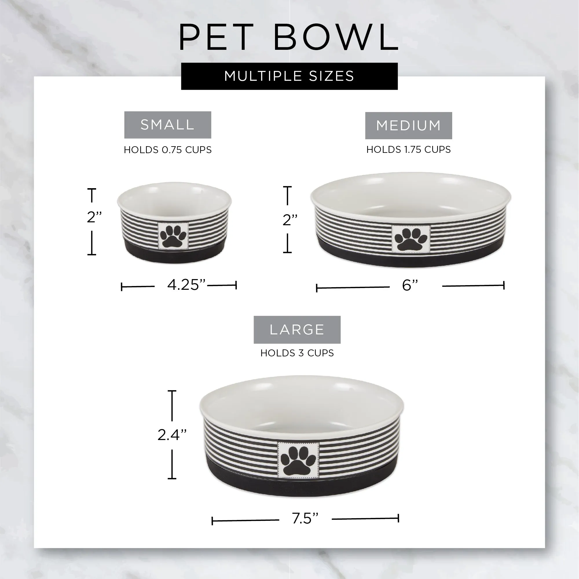 Eat/Drink Pet Bowl Set of 2 , Large 3.75 C. Capacity