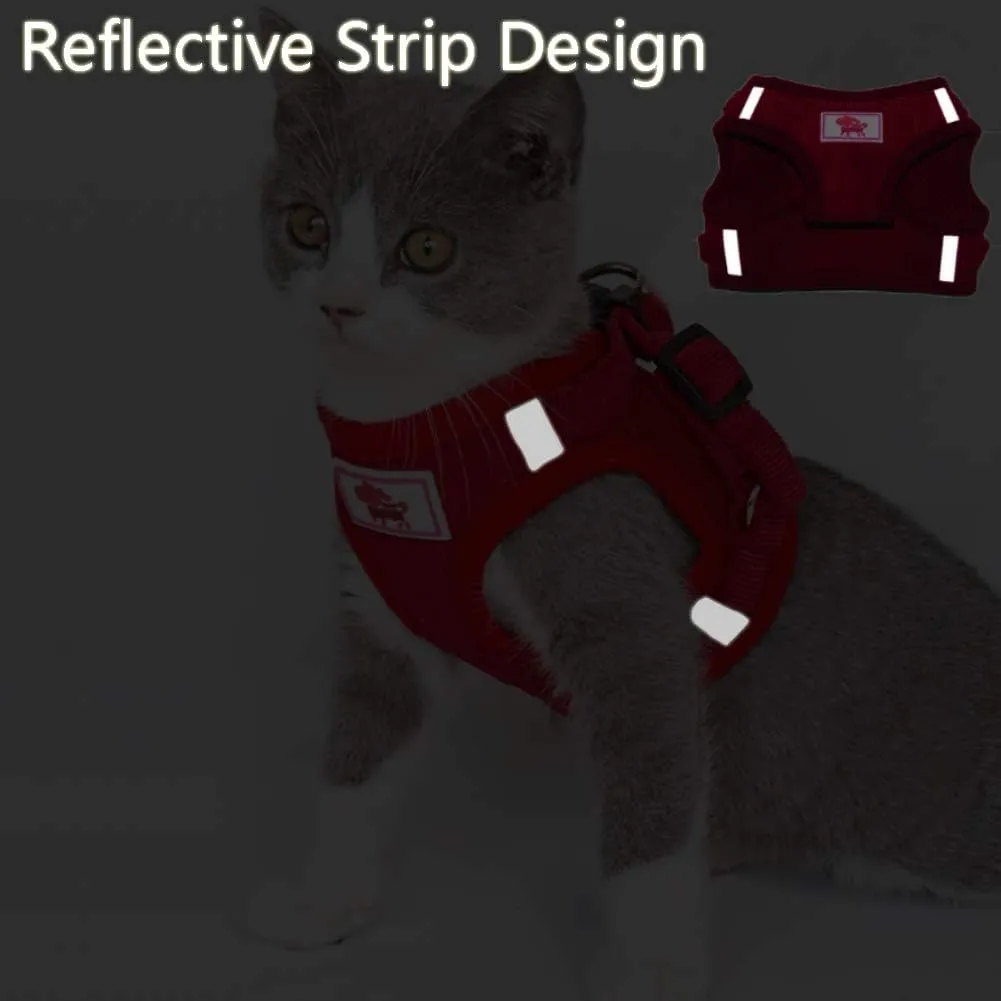 FEimaX Dog Harness and Leash Set, No Pull Reflective Adjustable Pet Harnesses for Puppy Kitten Soft Corduroy Chest Harness for Small Medium Dogs and Cats Easy Control Vest for Outdoor Walking