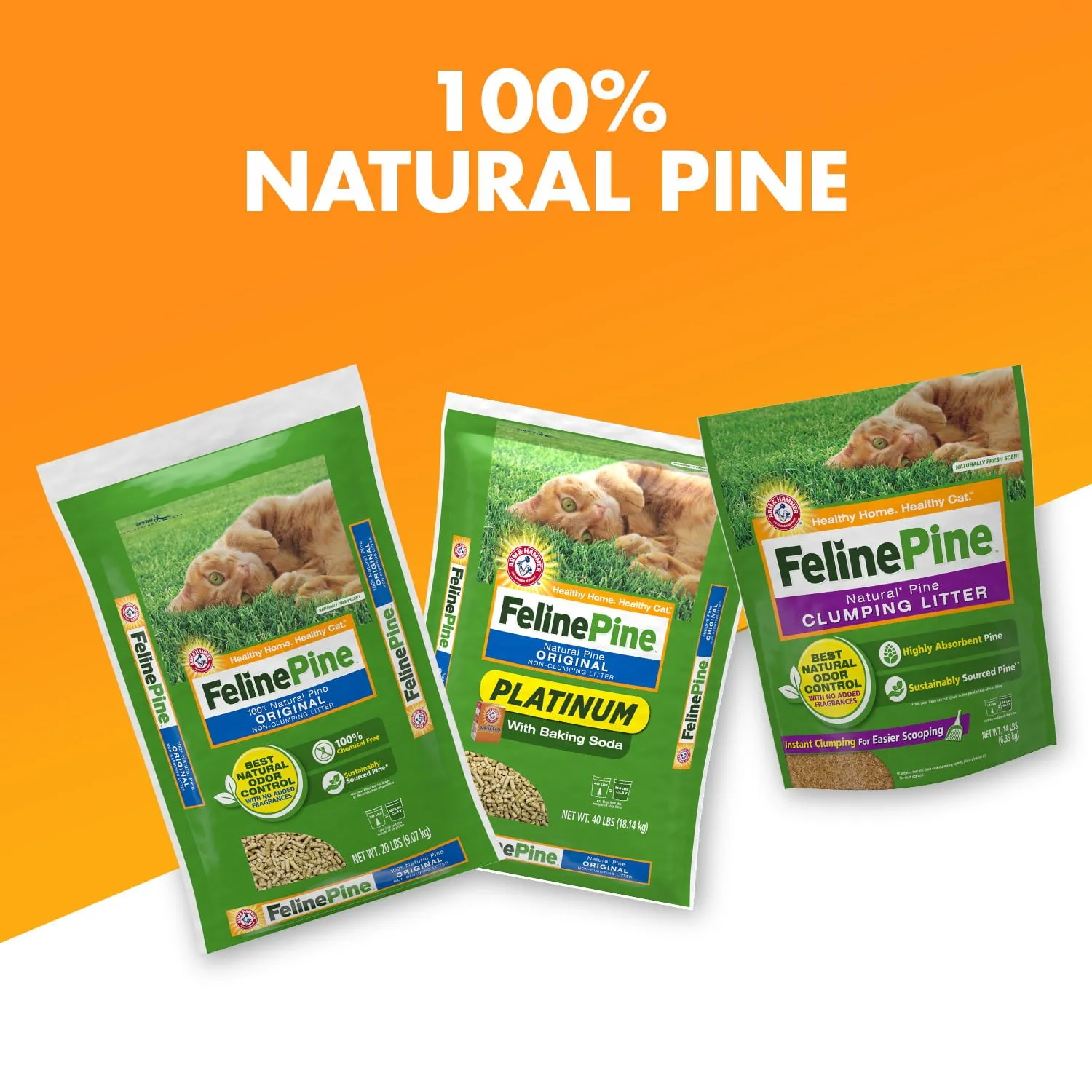 Feline Pine Original 100% Natural Pine Non-Clumping Cat Litter 40lb, Fresh Scent