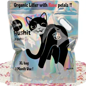 Flushit Cat Litter - Food Grade Clumping Cat Litter - Non-Tracking, Dust-Free, & Flushable Kitty Litter for Odor Control - Natural Cat Litter & Housebreaking Cat Products - 8.8lbs Rose Scented