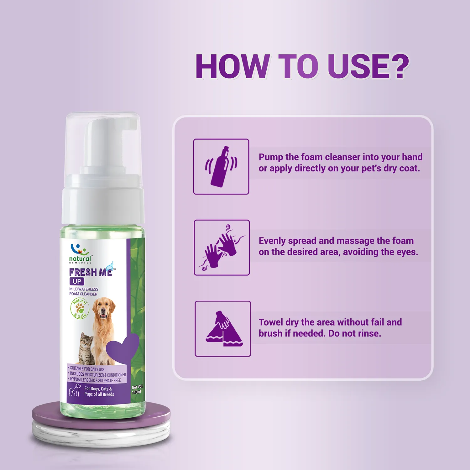FRESH ME UP - Waterless Foam Cleanser for dogs and cats