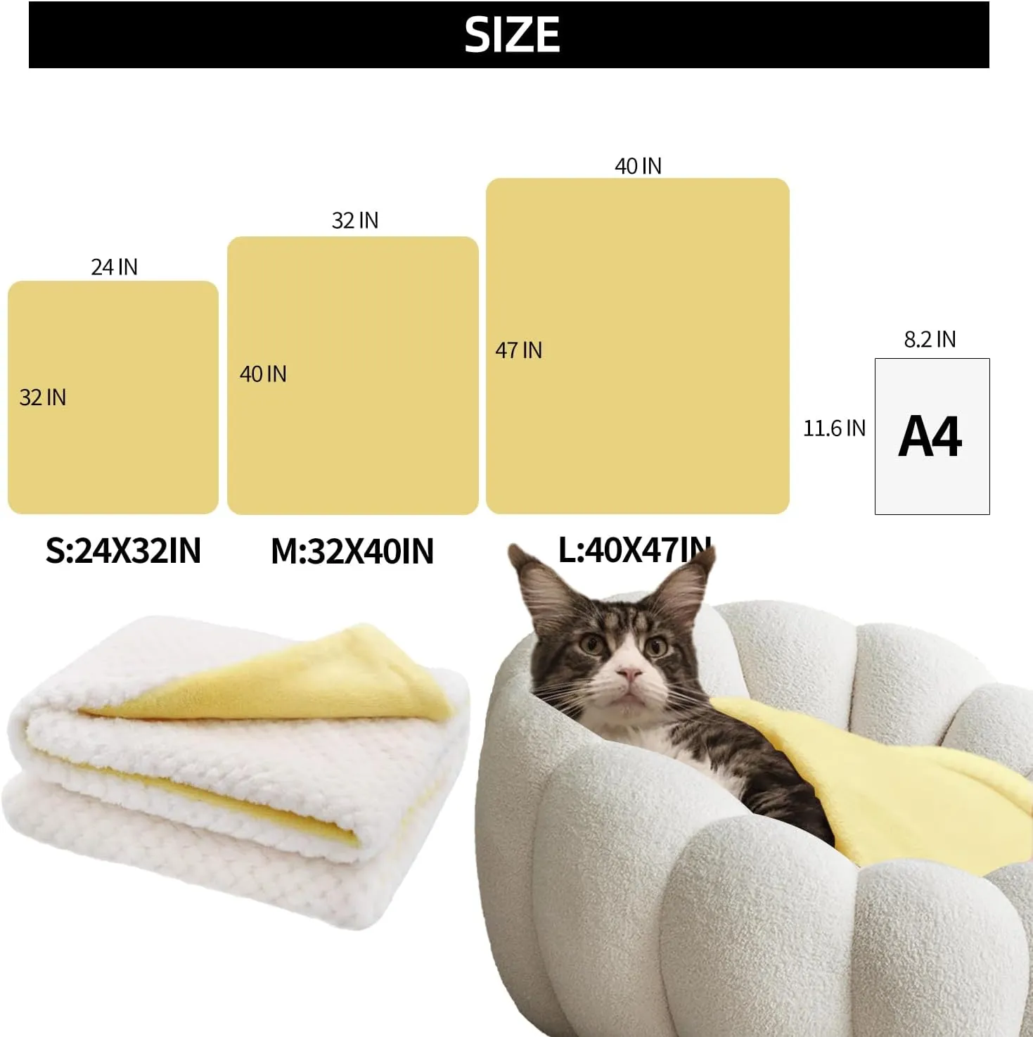 furrybaby Premium Fluffy Fleece Dog Blanket Soft and Warm Reversible Flannel Pet Blanket for Dogs 24x32inch Washable Indoor Cats Blankets for Cozy Comfy Nap(White)