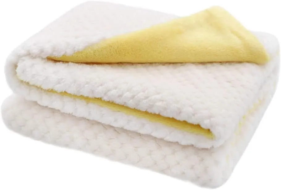 furrybaby Premium Fluffy Fleece Dog Blanket Soft and Warm Reversible Flannel Pet Blanket for Dogs 24x32inch Washable Indoor Cats Blankets for Cozy Comfy Nap(White)